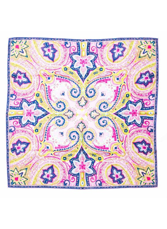 Pink/Navy/Lime Paisley Print Scarf