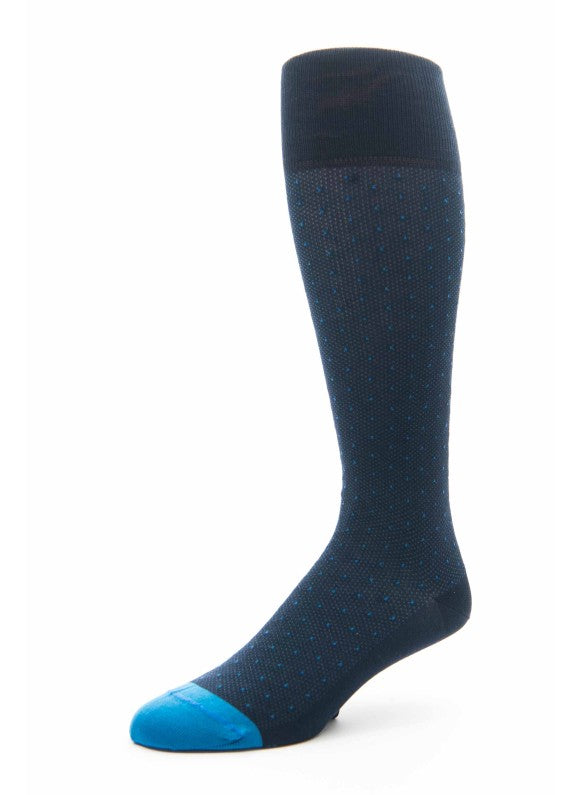 Navy/Med. Blue Dots With Melange Effect O/C Socks