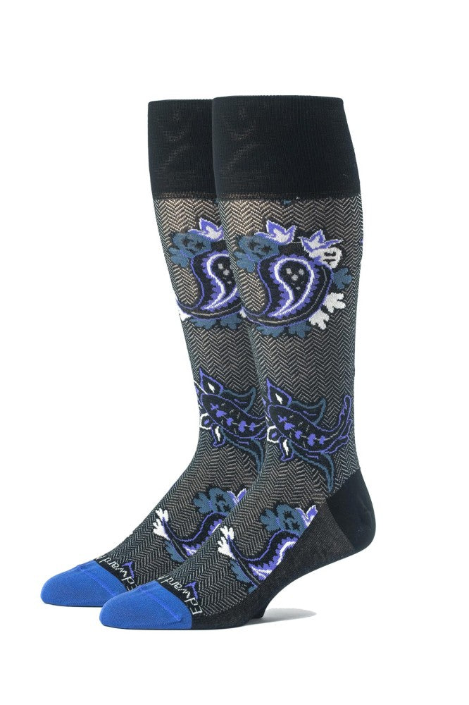 Black/Purple/Louve Paisley/Herringbone M/C Socks