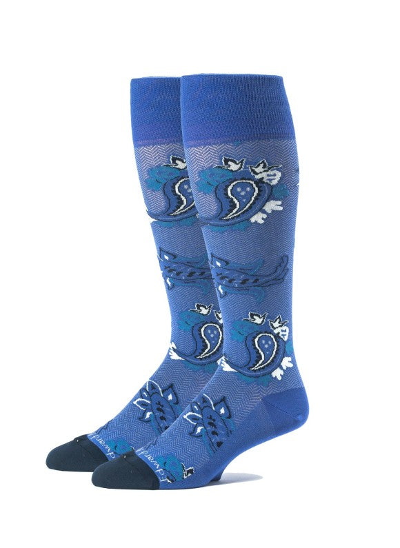 Mauve/Navy/Perle Paisley/Herringbone O/C Socks