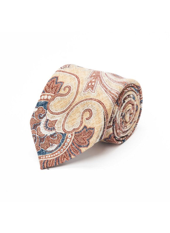 Tan/Brown Exploded Paisley Diamante Print Tie
