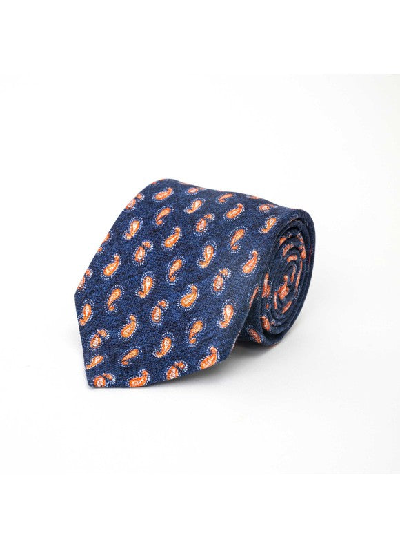 Denim Mini Paisley Diamante Print Tie