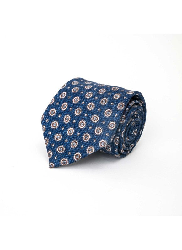 Denim Mini Medallions Diamante Print Tie