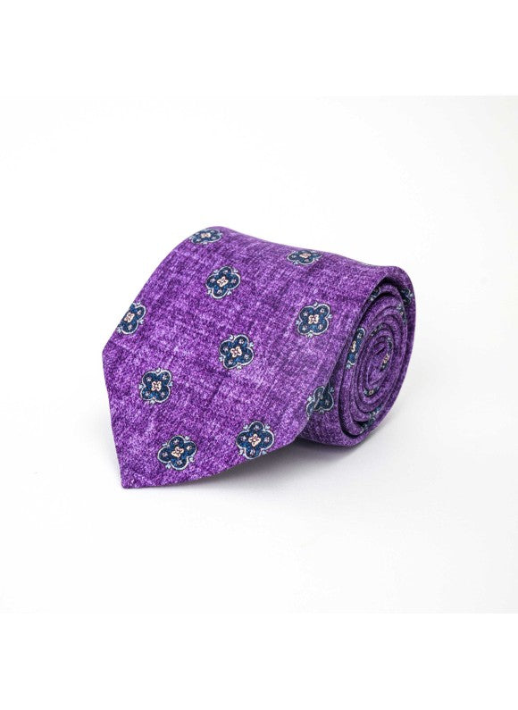 Purple Quatrefoil Neat Diamante Print Tie