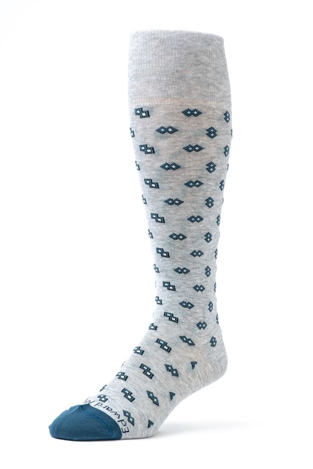 Lt. Grey/Navy OC Geometric Repeat Socks
