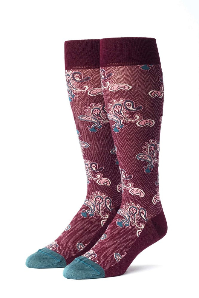 Wine/Blue Steel Paisley Socks