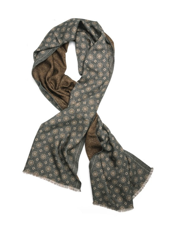 Grey Neat/Lt. Brown Solid Reversible Wool Scarf