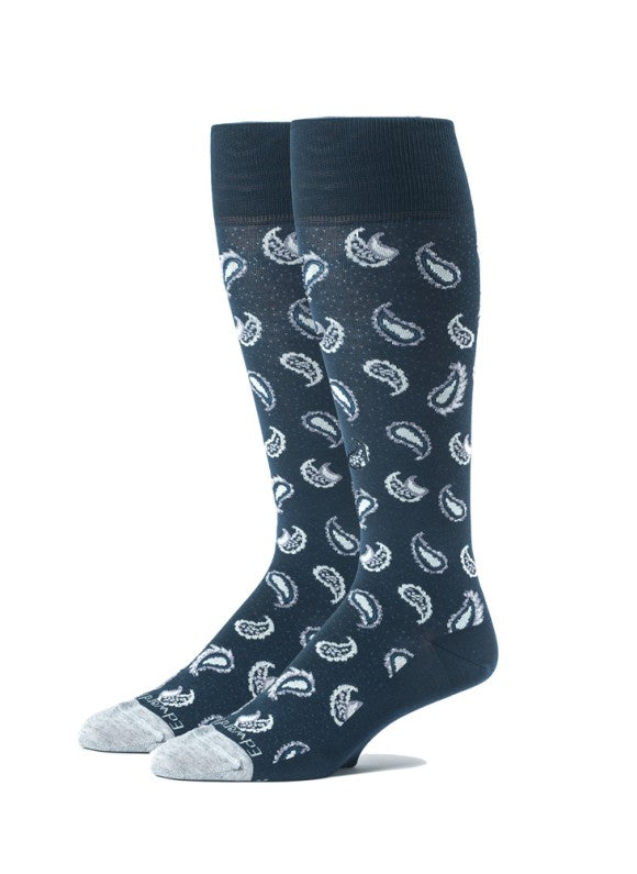Navy/Grey Pine Paisley Melange Socks