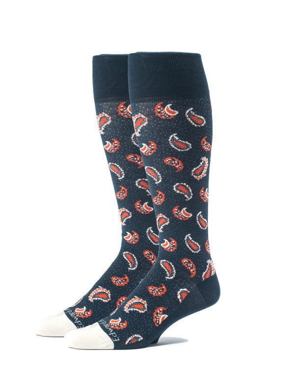 Navy/Beige Pine Paisley Melange Socks