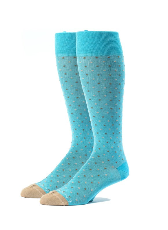 Deep Sky Blue/Khaki Oc Polka Dots Melange Socks