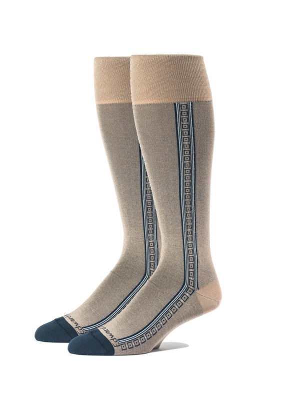 Grey/Charcoal Oc Solid With Pattern Stripe On Sides Socks