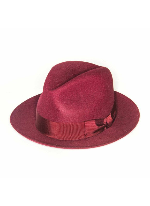Burgundy Edward Armah Lapin Fur Felt Hat