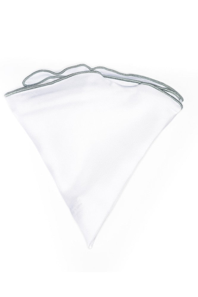White Silk/ Gray Trim Silk Pocket Circle