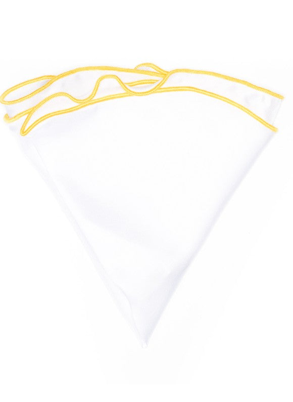 White Silk/Bright Yellow Trim Silk Pocket Circle