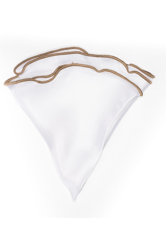 White Silk/ Golden Rod Trim Silk Pocket Circle
