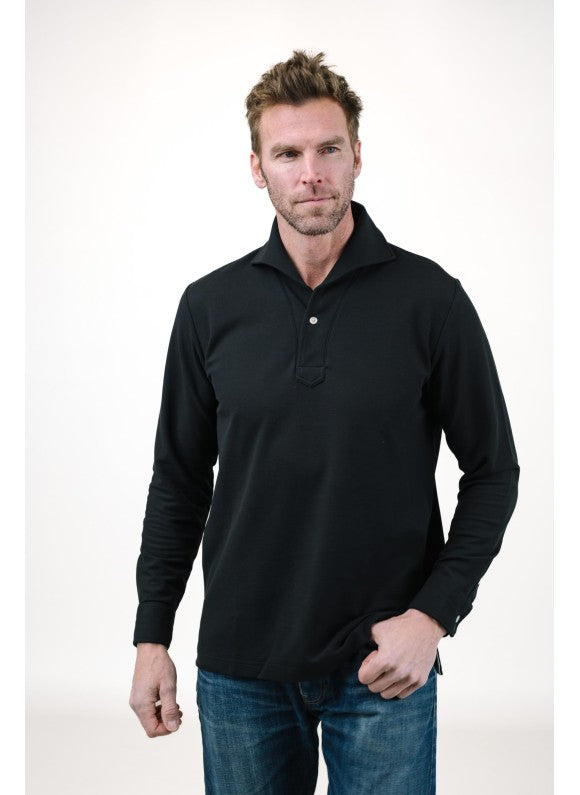 Black Long Sleeves Tailored Polo
