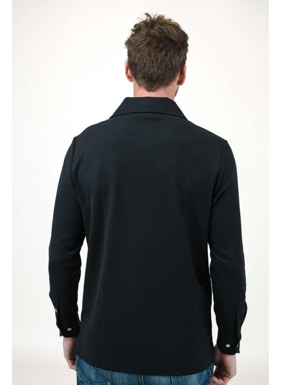Black Long Sleeves Tailored Polo