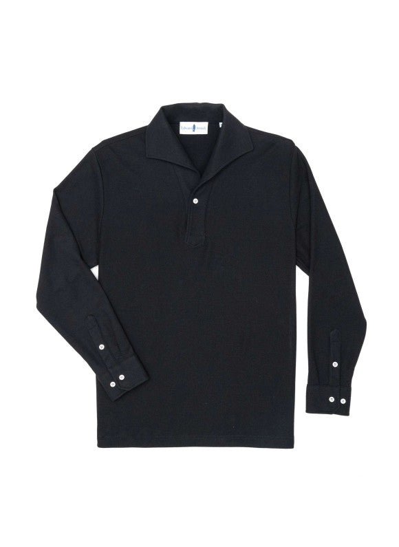 Black Long Sleeves Tailored Polo