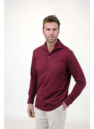 Burgundy Long Sleeves Tailored Polo