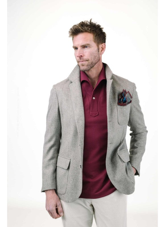 Burgundy Long Sleeves Tailored Polo