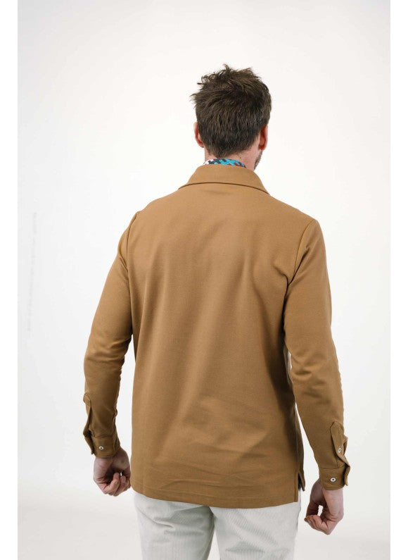 Camel Long Sleeves Tailored Polo