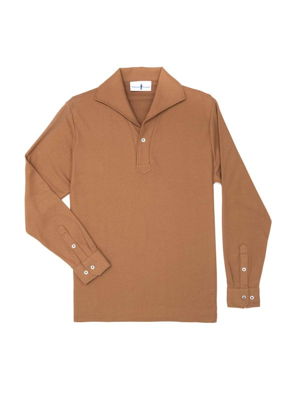 Camel Long Sleeves Tailored Polo – edwardarmah.com