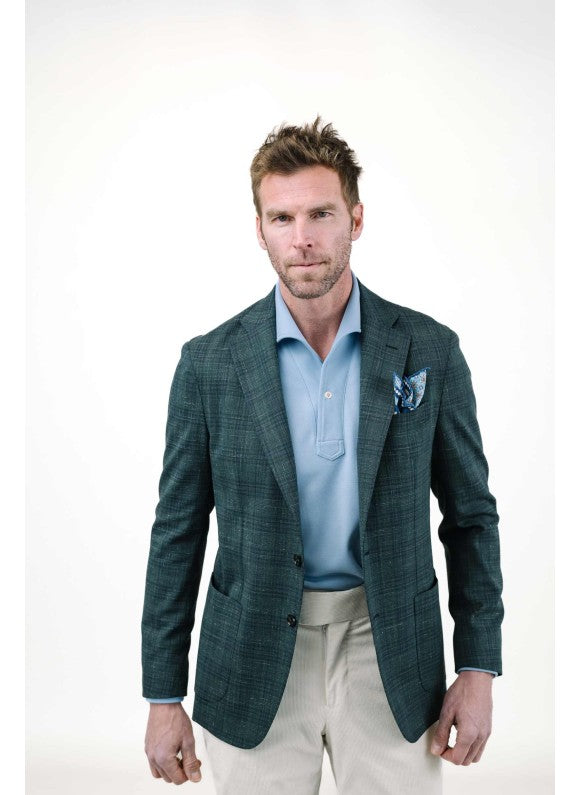 Light Blue Long Sleeves Tailored Polo