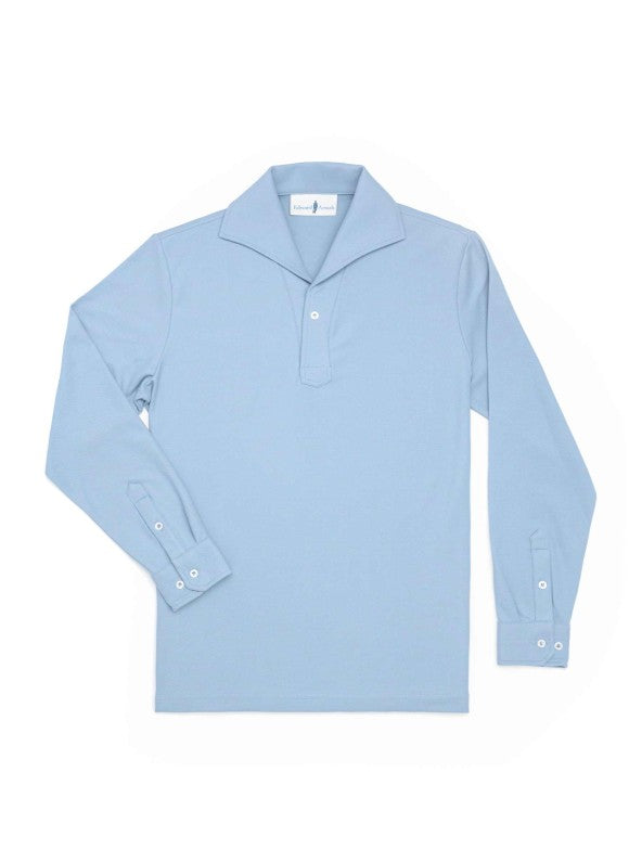 Light Blue Long Sleeves Tailored Polo