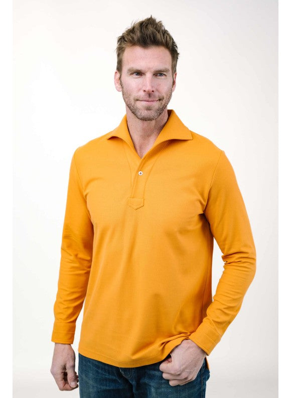 Orange Long Sleeves Tailored Polo