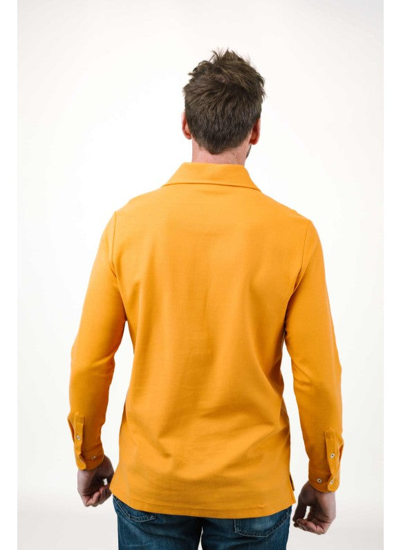 Orange Long Sleeves Tailored Polo