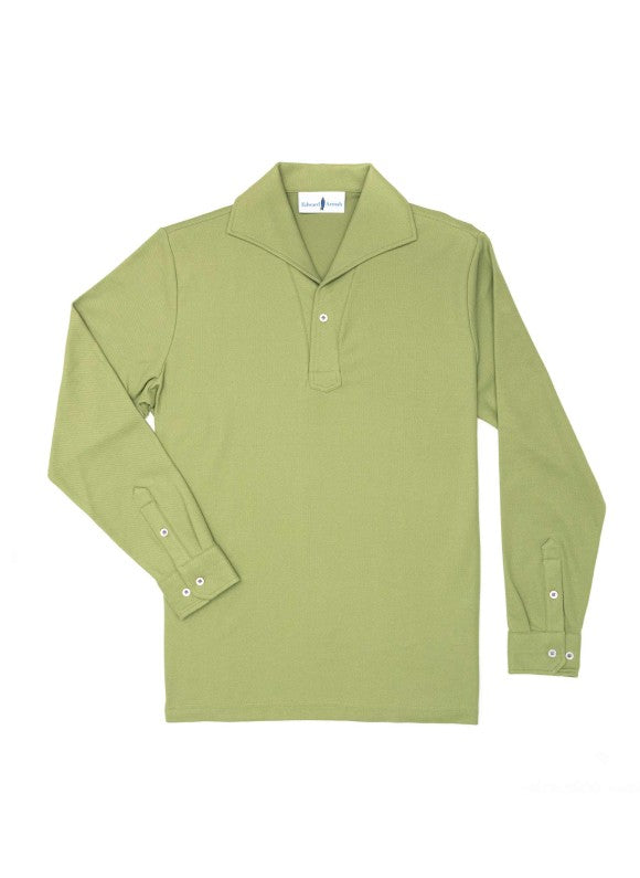 Green Long Sleeves Tailored Polo