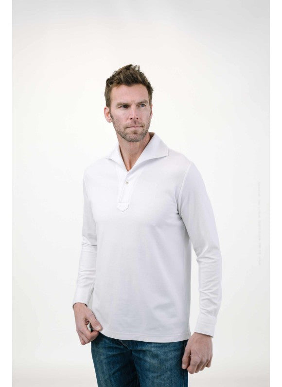 White Long Sleeves Tailored Polo