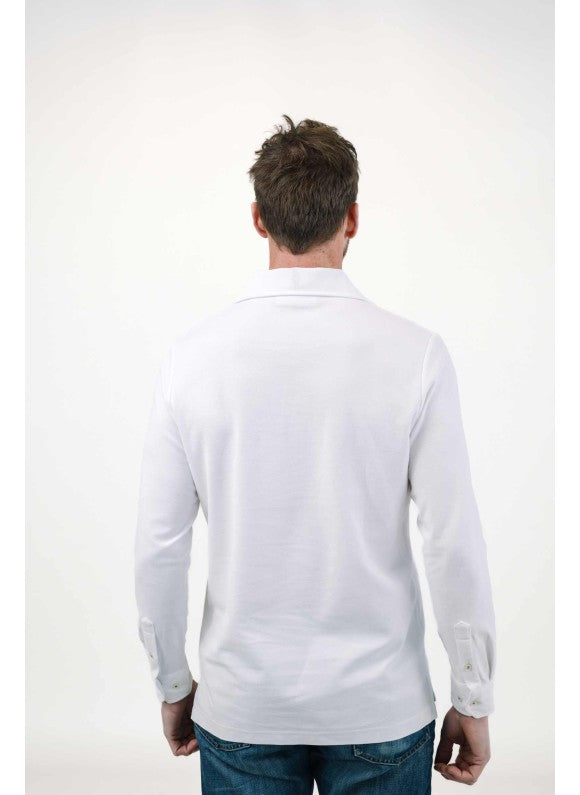 White Long Sleeves Tailored Polo
