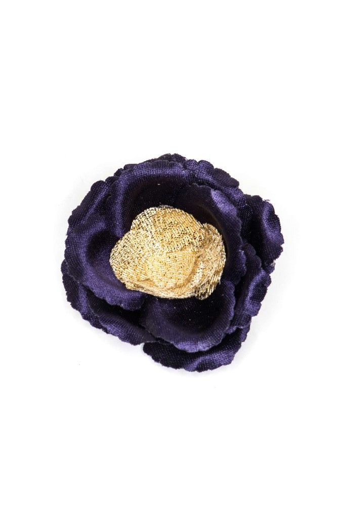 Indigo/Metallic Gold Rose Boutonniere/Lapel Flower