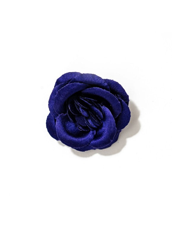 Indigo Rose Silk Lapel Flower