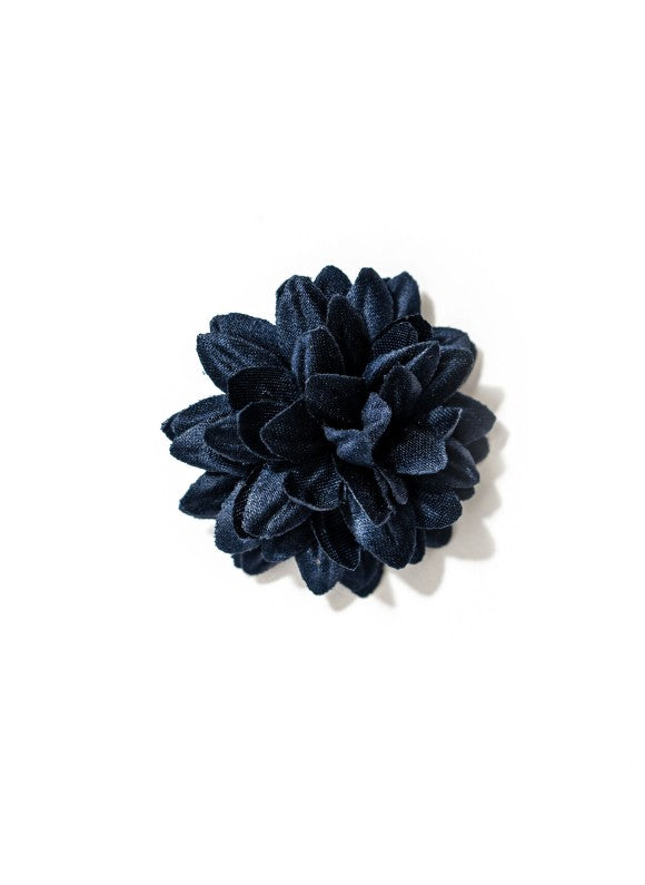 Navy Daisy Silk Lapel Flower