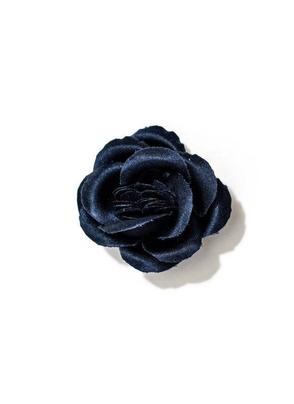 Navy Rose Silk Lapel Flower