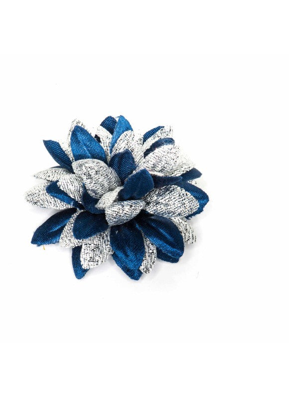 Navy /Metallic Silver Daisy Boutonniere/Lapel Flower