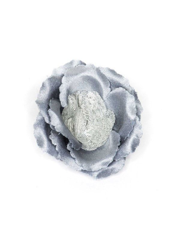 Grey/Metallic Silver Rose Boutonniere/Lapel Flower