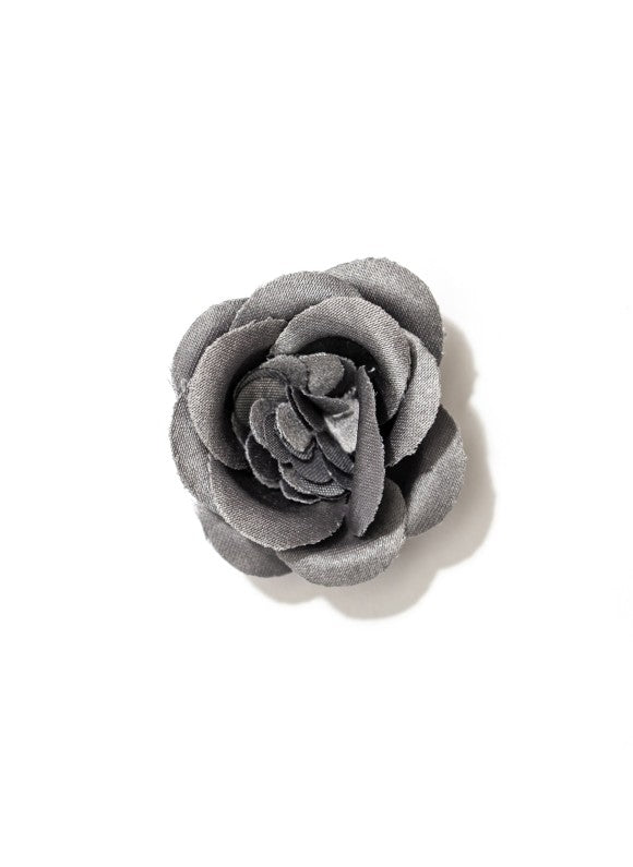 Gray Rose Silk Lapel Flower