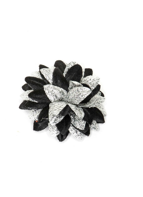 Black/Metallic Silver Daisy Boutonniere/Lapel Flower