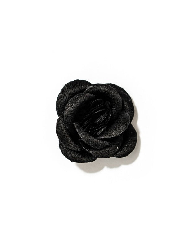 Black Rose Silk Lapel Flower