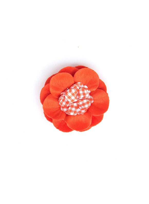 Orange/ White Gingham 3/4 Dahlia Flat/Orange-Red