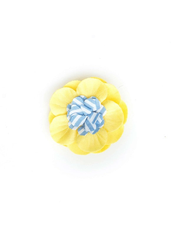Blue/White Seersucker 3/4 Dahlia Flat/Yellow