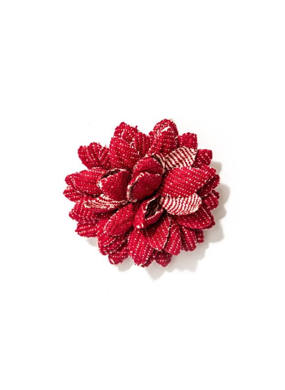 Red Denim Daisy Lapel Flower