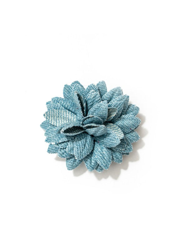 Light Blue Denim Daisy Lapel Flower