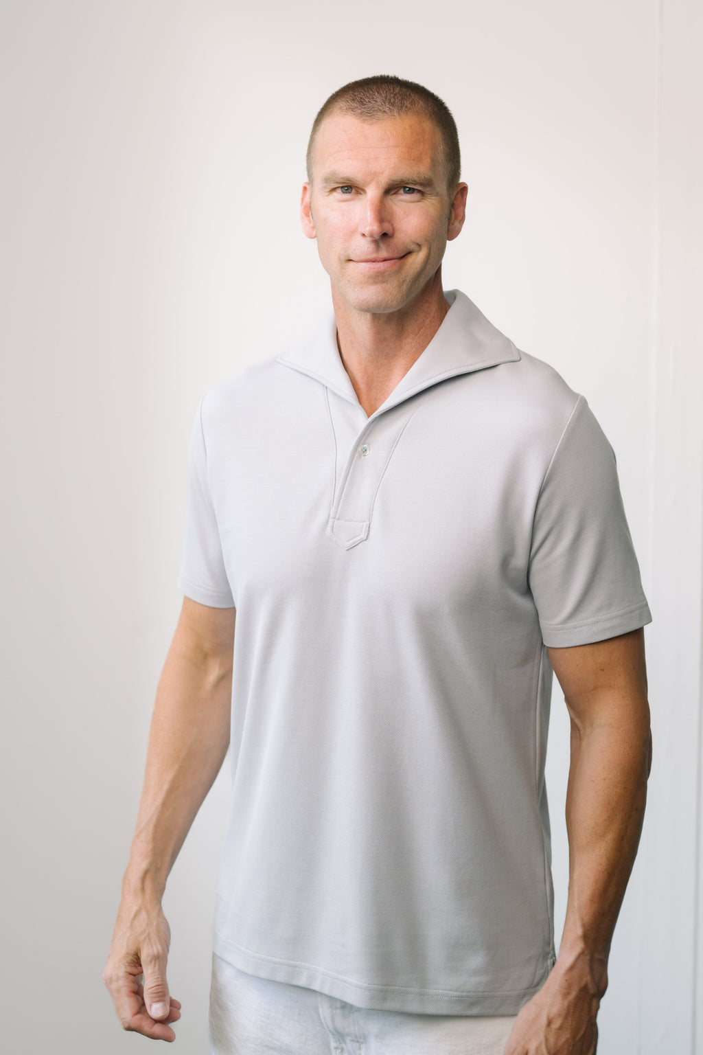 Silver Short Sleeved Tailored Polo