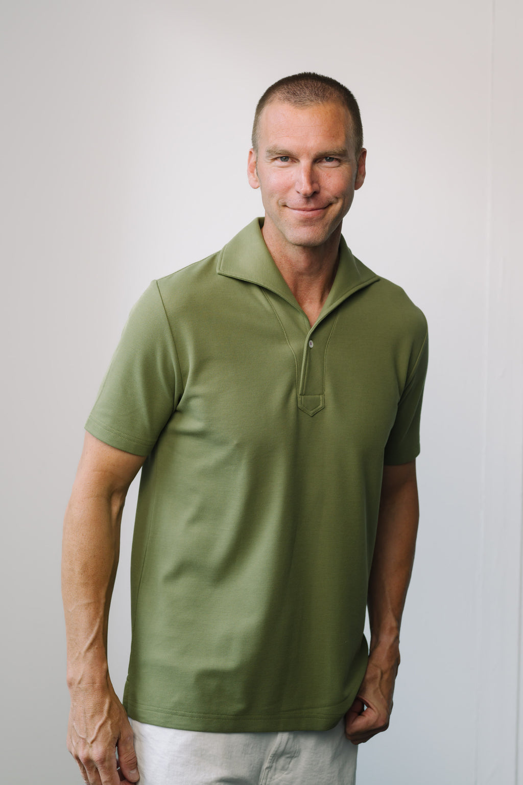 Olive Short Sleeved Tailored Polo