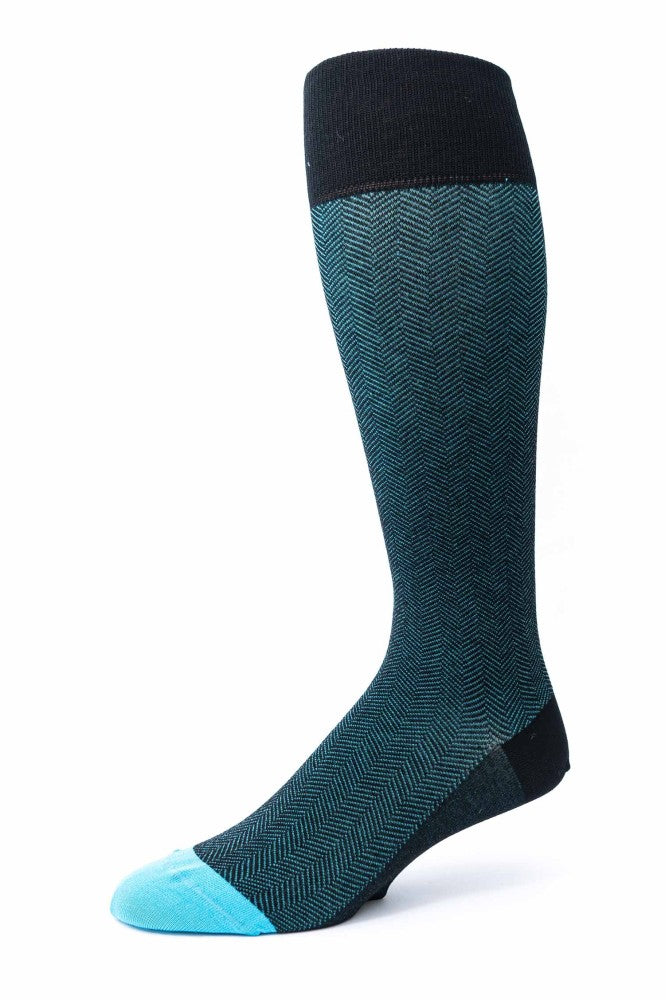 Black/Blue Herringbone O/C Socks