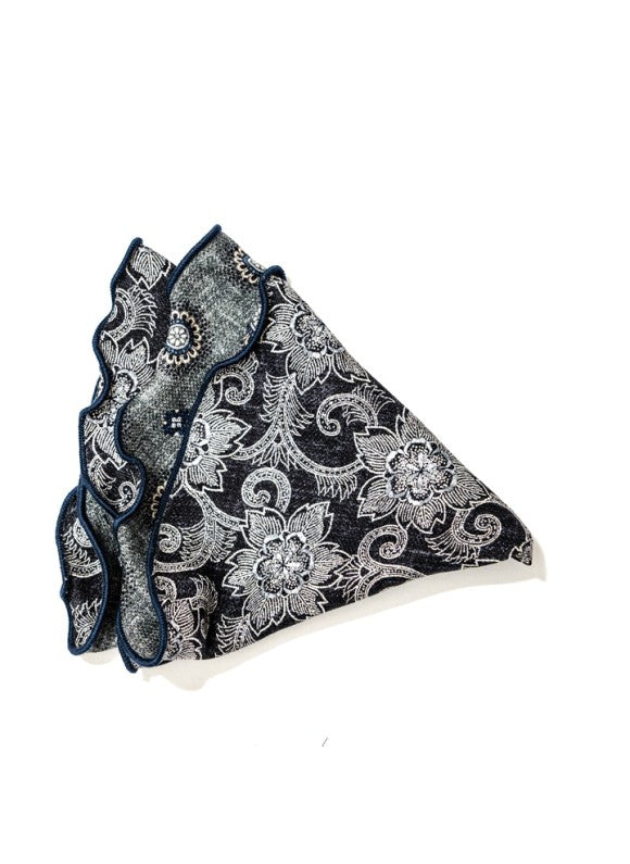 Shappe Grey Medallion Neat/Vine Print Silk Shappe Diamante Reversible Pocket ...